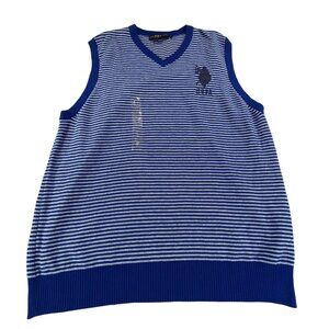 U.S. Polo Assn. Sweater Vest Striped Mens L Preppy Money Educore Large Pony Logo